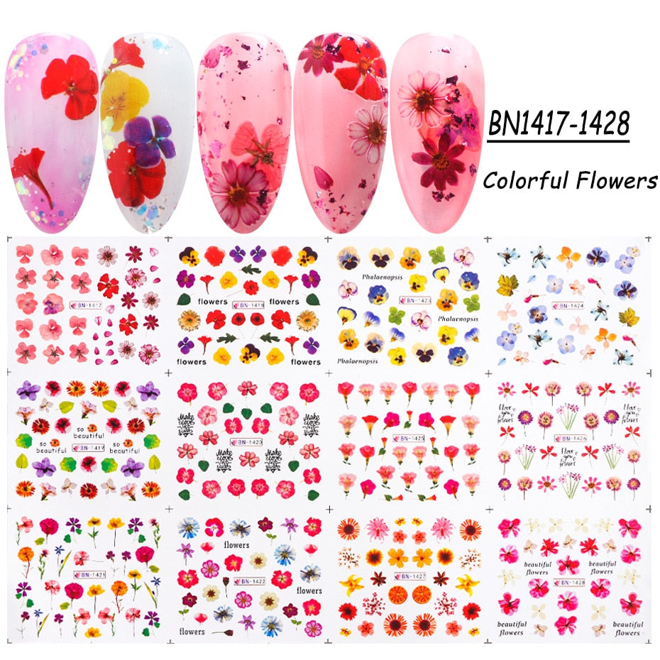 New Leopard Print Stickers For Nails Wild Animal Texture Cute Cows Designs Nail Tattoo Watermark Transfer Sliders NTBN2281-2292