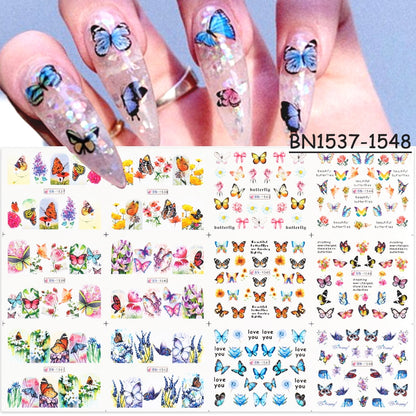 New Leopard Print Stickers For Nails Wild Animal Texture Cute Cows Designs Nail Tattoo Watermark Transfer Sliders NTBN2281-2292