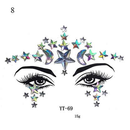 3D Crystal Tattoo Sticker Drill Stickers Eyes Sticker Party Face Stickers Face Decoration Diamond Masquerade Temporary Tattoo