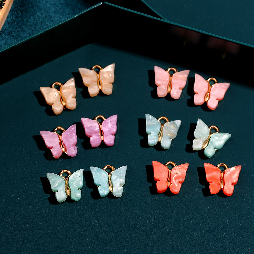 Flatfoosie 10Pcs/set Cute Butterfly Jewelry Accessories Fashion Multicolor Charm Jewelry for Making DIY Earrings Necklaces