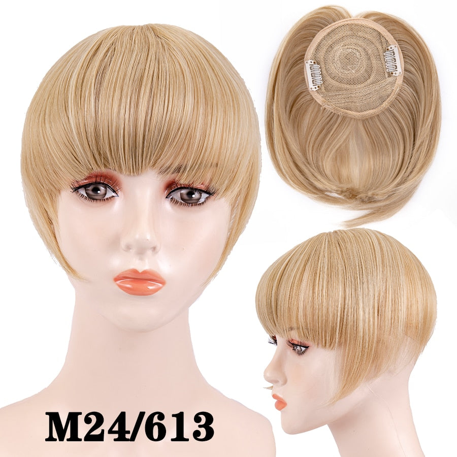 Alileader New Synthetic Blunt Bangs Soft Light Hair Bangs Clip On Hair Style Extensions False Fringe More Durable Straight Bang