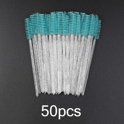 Disposable Eyelash Brush 25/50 Pcs Crystal Eye Brush Diamond Handle Mini Mascara Wands Brush Eyelash Extension Makeup Brush Set