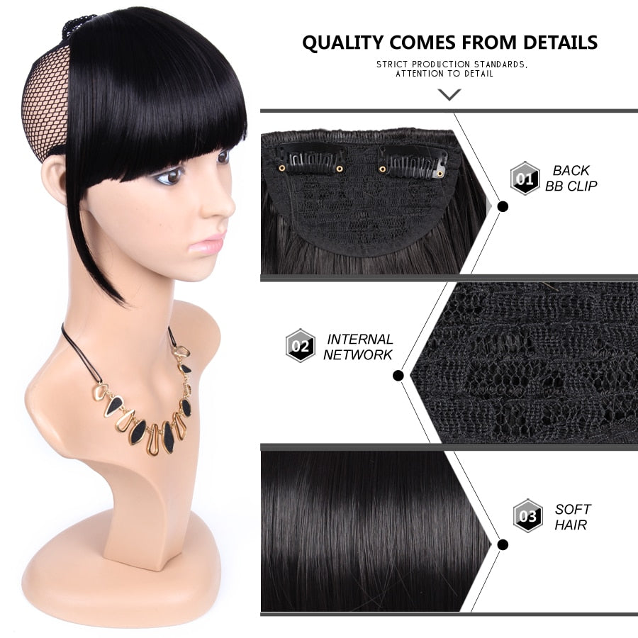 Alileader New Synthetic Blunt Bangs Soft Light Hair Bangs Clip On Hair Style Extensions False Fringe More Durable Straight Bang