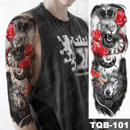 Large Size Waterproof Temporary Tattoo Stickers Prajna Demon Koi Dragon Flash Tatoo Man Body Art Transferable Fake Sleeve Tatto