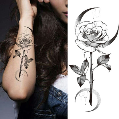 Large Realistic Flower Fake Tattoo Stickers For Woman Female Azalea Snake Flower Temporary Tattoos Body Art Water Transfer Tatoo