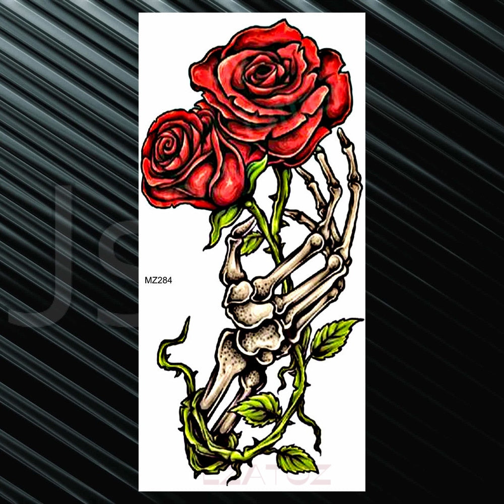 Women's Fashion Flower Temporary Tattoos Sticker Fake Rose Feather TatooS Decal Waterproof Body Art Legs Arm Tatoos For Women