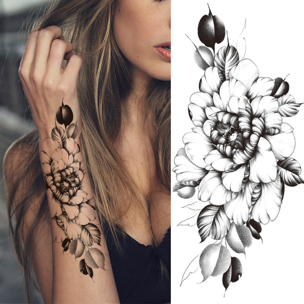 Fashion Mandala Flower Fake Tattoo Stickers For Women Adults Geometry Totem Temporary Tattoos DIY Party Waterproof Tattos Leaves