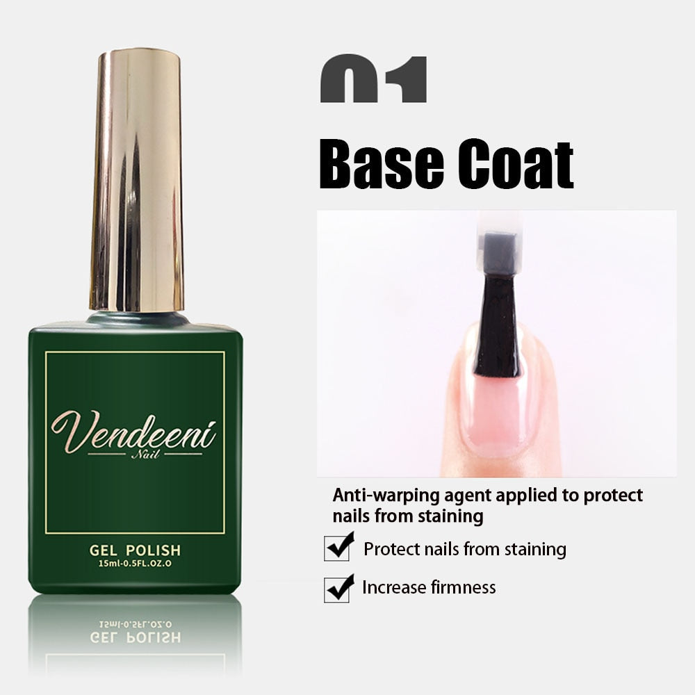 Vendeeni Nail Art Functional Gel Top Base Coat Tempering Matte Top Coat Reinforcing Gel Blossom Gel Foil Transfer Gel 15ml