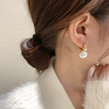 New Simple Celebrity Style Gold Color Pearl Drop Earrings For Woman 2021 Korean Fashion Jewelry Wedding Girl's Sweet Accessories