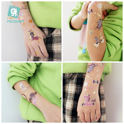 Rocooart Unicorn Tattoo Face Temporary Tattoo Child Tattoo Sticker Body Tatoo For Kids Cute Tattoo Children Tattoos Fake Taty