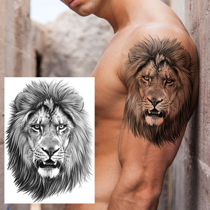 Big Black Tiger Tattoos Fake Men Wolf Leopard Tatoos Waterproof Large Beast Monster Body Arm Legs Tattoos Temporary Paper Cover