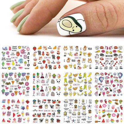 New Leopard Print Stickers For Nails Wild Animal Texture Cute Cows Designs Nail Tattoo Watermark Transfer Sliders NTBN2281-2292