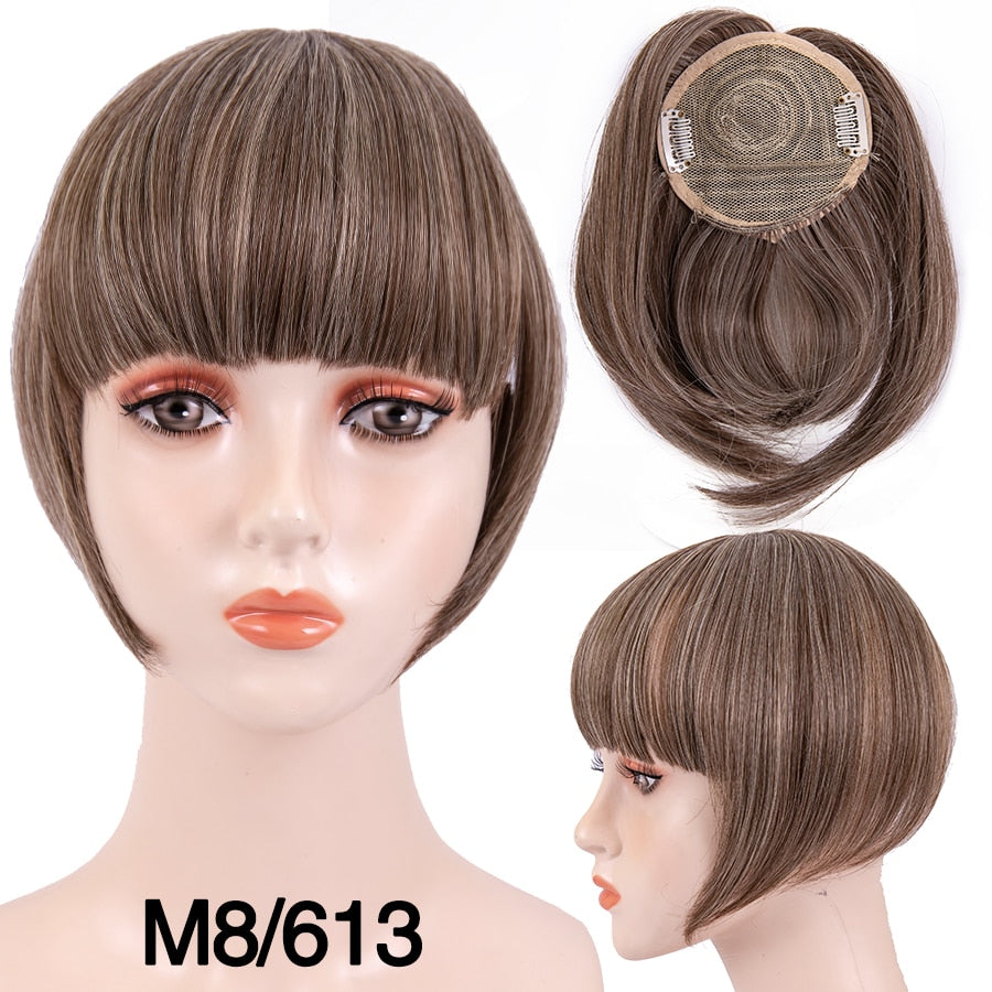 Alileader New Synthetic Blunt Bangs Soft Light Hair Bangs Clip On Hair Style Extensions False Fringe More Durable Straight Bang