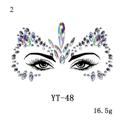 3D Crystal Tattoo Sticker Drill Stickers Eyes Sticker Party Face Stickers Face Decoration Diamond Masquerade Temporary Tattoo