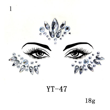 3D Crystal Tattoo Sticker Drill Stickers Eyes Sticker Party Face Stickers Face Decoration Diamond Masquerade Temporary Tattoo