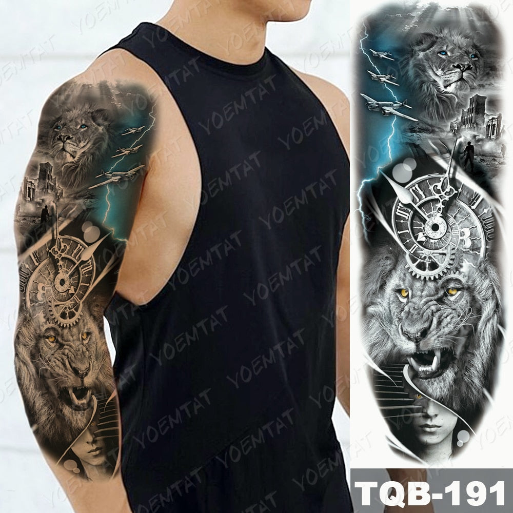 Large Size Waterproof Temporary Tattoo Stickers Prajna Demon Koi Dragon Flash Tatoo Man Body Art Transferable Fake Sleeve Tatto