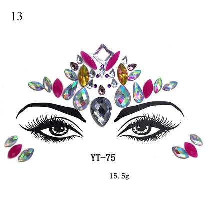 3D Crystal Tattoo Sticker Drill Stickers Eyes Sticker Party Face Stickers Face Decoration Diamond Masquerade Temporary Tattoo