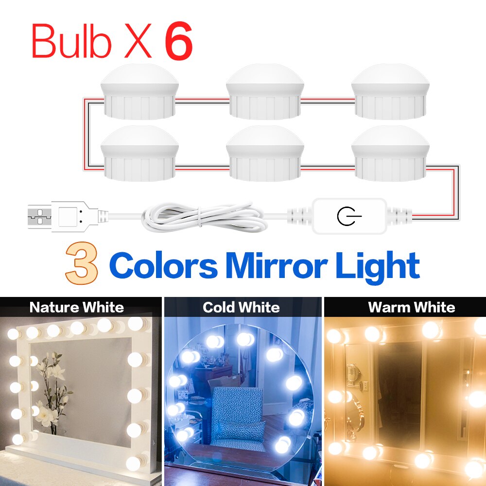 Led Vanity Light Makeup Mirror Light Bulb 12V LED USB Cable Powered Dressing Table Make Up mirror Lamp Decor Bathroom Wall lamp