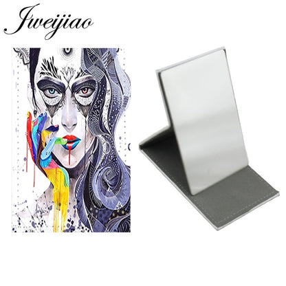 Youhaken Famous Painting Coloful Table Desktop Mirror Stainless Steel Leather Makeup Beauty Tools Travel Purse Mirrors PT33