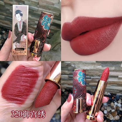 Oriental Classical Beauty Vintage Velvet Lipstick Matte Pigmented Waterproof Lasting Lip Makeup Silky touch Charming Cosmetics