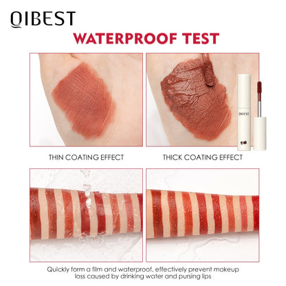 QIBEST Lip Gloss 8 Colors Nude Matte Chocolate Lipstick Waterproof Long Lasting Women Red Lip Tint Velvet Lip Glaze Cosmetics