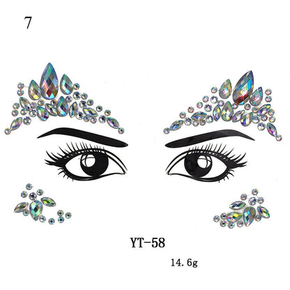 3D Crystal Tattoo Sticker Drill Stickers Eyes Sticker Party Face Stickers Face Decoration Diamond Masquerade Temporary Tattoo