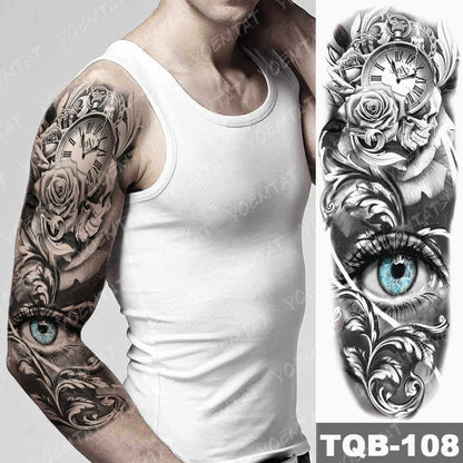 Large Size Waterproof Temporary Tattoo Stickers Prajna Demon Koi Dragon Flash Tatoo Man Body Art Transferable Fake Sleeve Tatto