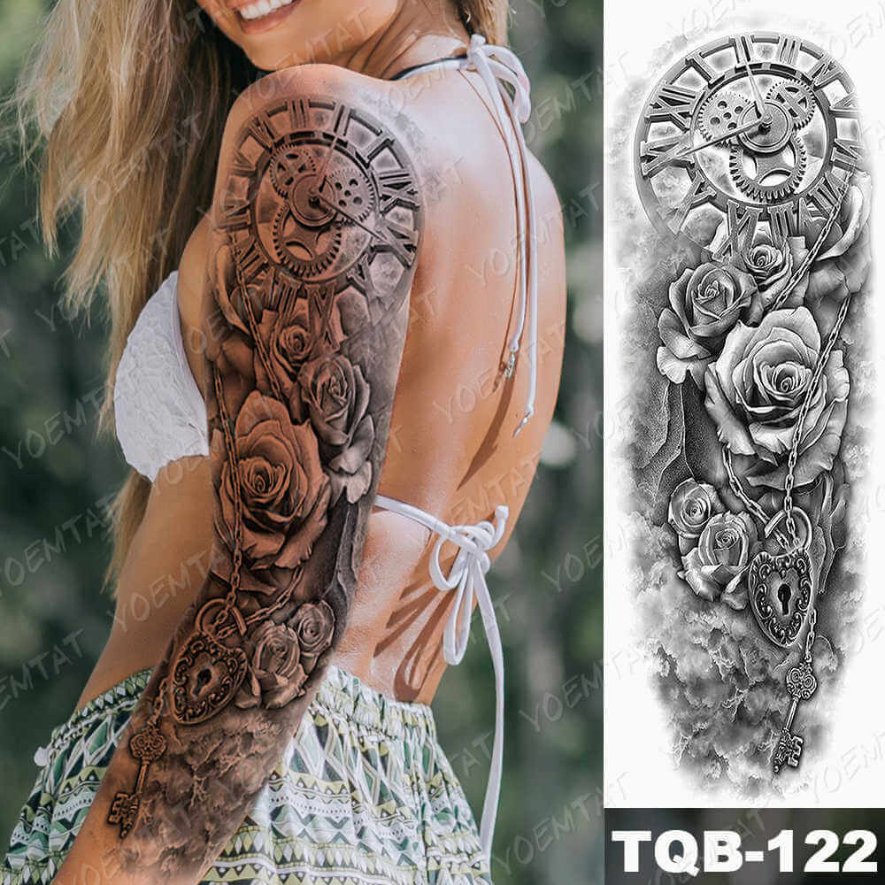 Large Size Waterproof Temporary Tattoo Stickers Prajna Demon Koi Dragon Flash Tatoo Man Body Art Transferable Fake Sleeve Tatto