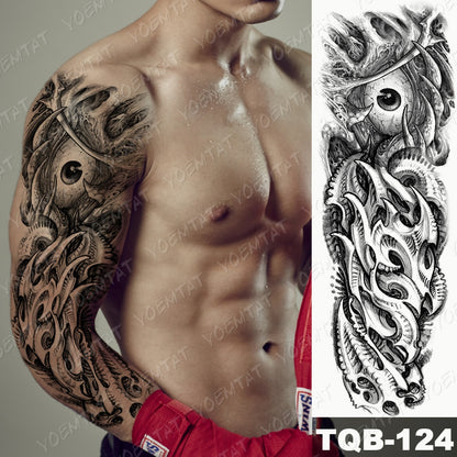 Large Size Waterproof Temporary Tattoo Stickers Prajna Demon Koi Dragon Flash Tatoo Man Body Art Transferable Fake Sleeve Tatto