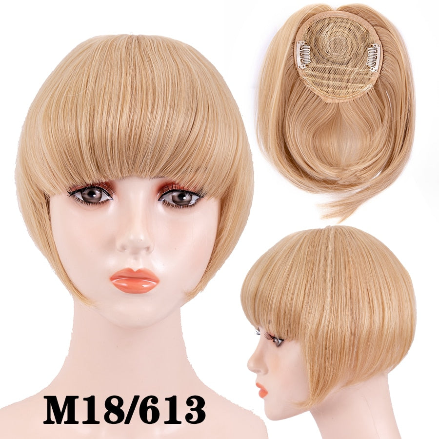 Alileader New Synthetic Blunt Bangs Soft Light Hair Bangs Clip On Hair Style Extensions False Fringe More Durable Straight Bang