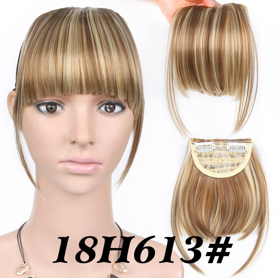 Alileader New Synthetic Blunt Bangs Soft Light Hair Bangs Clip On Hair Style Extensions False Fringe More Durable Straight Bang