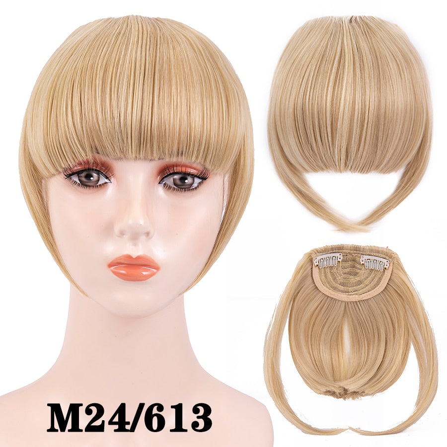 Alileader New Synthetic Blunt Bangs Soft Light Hair Bangs Clip On Hair Style Extensions False Fringe More Durable Straight Bang