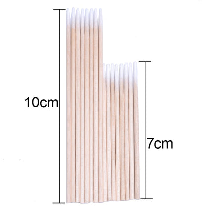 500/300/100pcs Wooden Disposable Micro Buds Cotton Swabs Cosmetics  Makeup Cleaning Stickers for Eyelash Grafting Extension