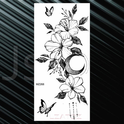 Women's Fashion Flower Temporary Tattoos Sticker Fake Rose Feather TatooS Decal Waterproof Body Art Legs Arm Tatoos For Women