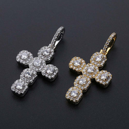 New Iced Out Cross Pendant Necklace Mens/Women Micro Paved AAA CZ Hip Hop Gold Silver Color Charm Chains Jewelry Gift