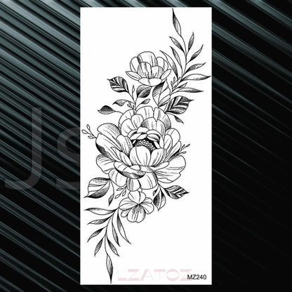 Women's Fashion Flower Temporary Tattoos Sticker Fake Rose Feather TatooS Decal Waterproof Body Art Legs Arm Tatoos For Women