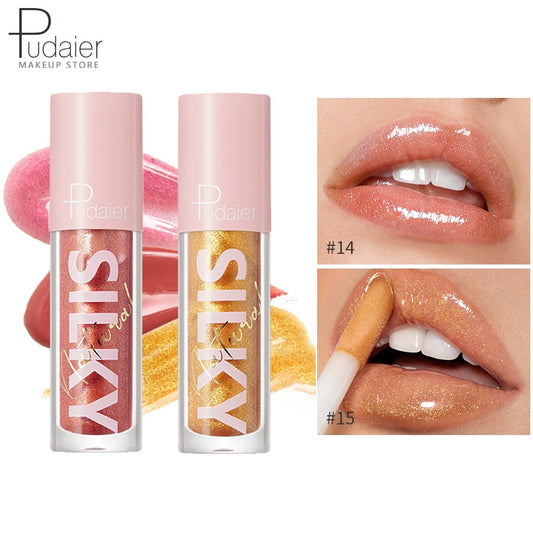 Pudaier 16 Colors Hydrating Lipstick For Lips Makeup Waterproof  Lipsticks Satin Glitter Lip Glaze Professional Lip Gloss