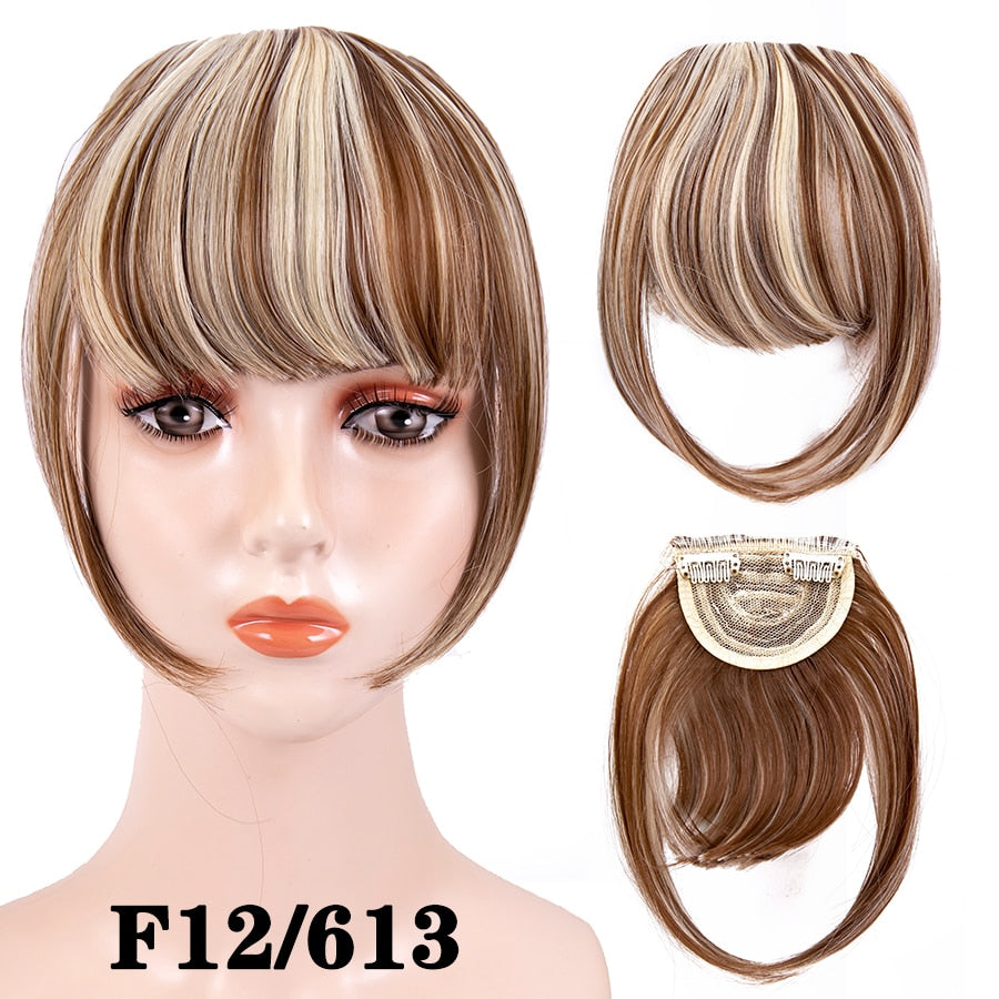 Alileader New Synthetic Blunt Bangs Soft Light Hair Bangs Clip On Hair Style Extensions False Fringe More Durable Straight Bang