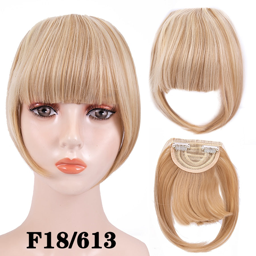 Alileader New Synthetic Blunt Bangs Soft Light Hair Bangs Clip On Hair Style Extensions False Fringe More Durable Straight Bang