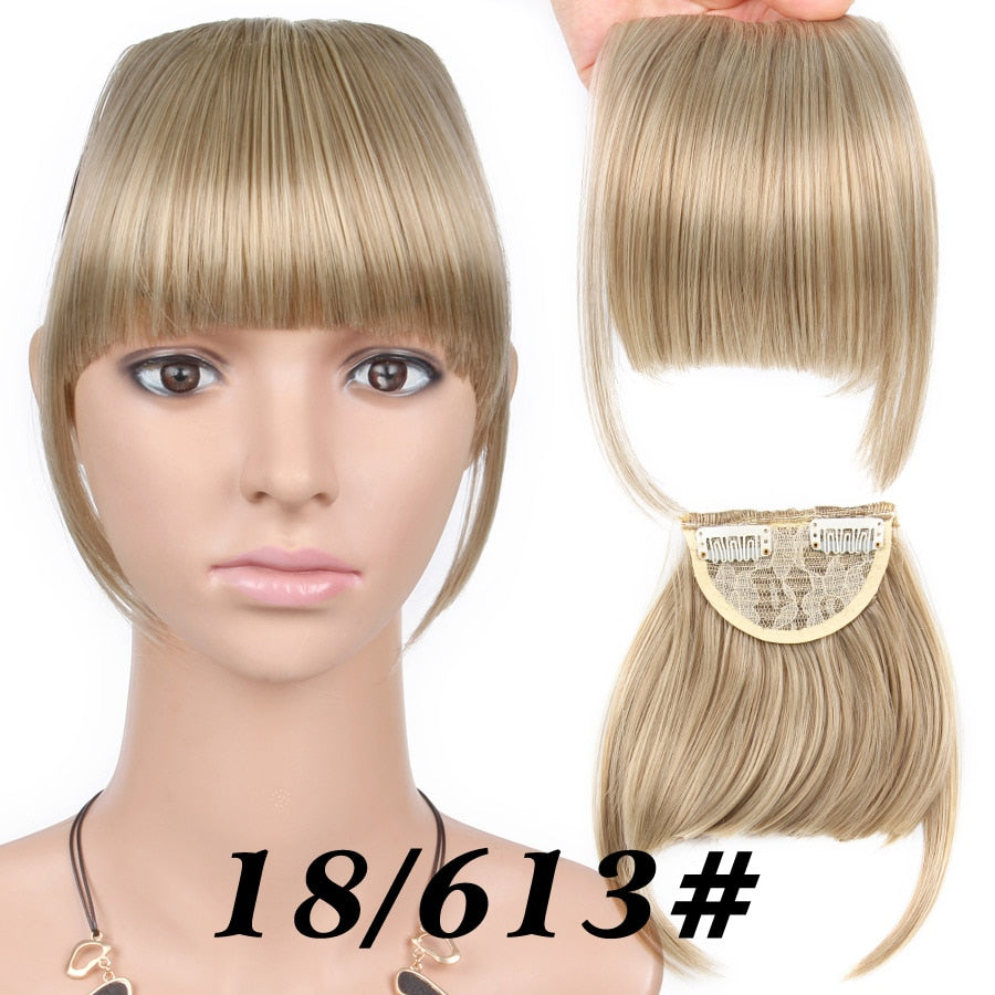 Alileader New Synthetic Blunt Bangs Soft Light Hair Bangs Clip On Hair Style Extensions False Fringe More Durable Straight Bang