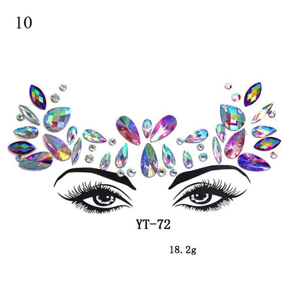 3D Crystal Tattoo Sticker Drill Stickers Eyes Sticker Party Face Stickers Face Decoration Diamond Masquerade Temporary Tattoo