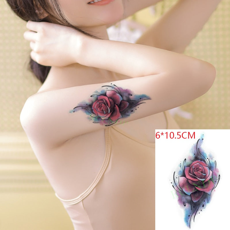 Water Transfer fake tattoo sticker sketch Rose flower snake tattoos Waterproof Temporary Tatto flash tatoo for woman man