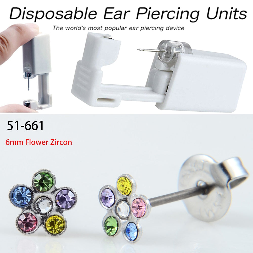 BOG-1Unit Sterlised Disposable Safety Ear Nose Piercing Device Machine Tools NO PAIN Piercer Tool Machine Kit Stud Choose Design