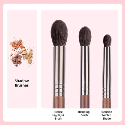 OVW 3 pcs Goat Hair Tapered Blending Makeup Brushes Eye Shadow Kit Make Up Brushes Set High Quality