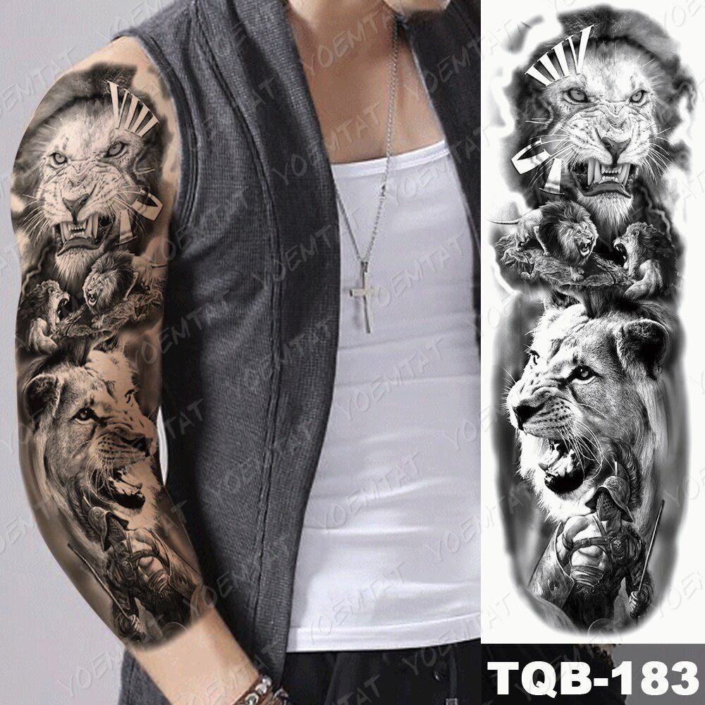 Large Size Waterproof Temporary Tattoo Stickers Prajna Demon Koi Dragon Flash Tatoo Man Body Art Transferable Fake Sleeve Tatto