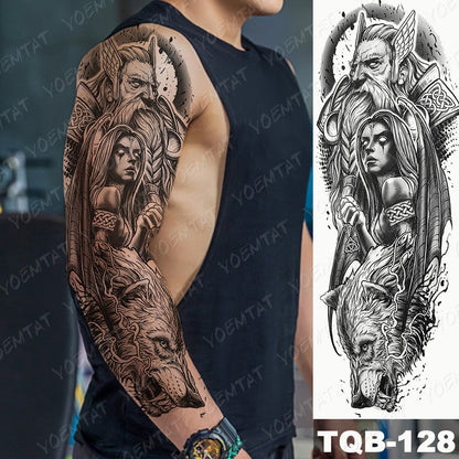 Large Size Waterproof Temporary Tattoo Stickers Prajna Demon Koi Dragon Flash Tatoo Man Body Art Transferable Fake Sleeve Tatto