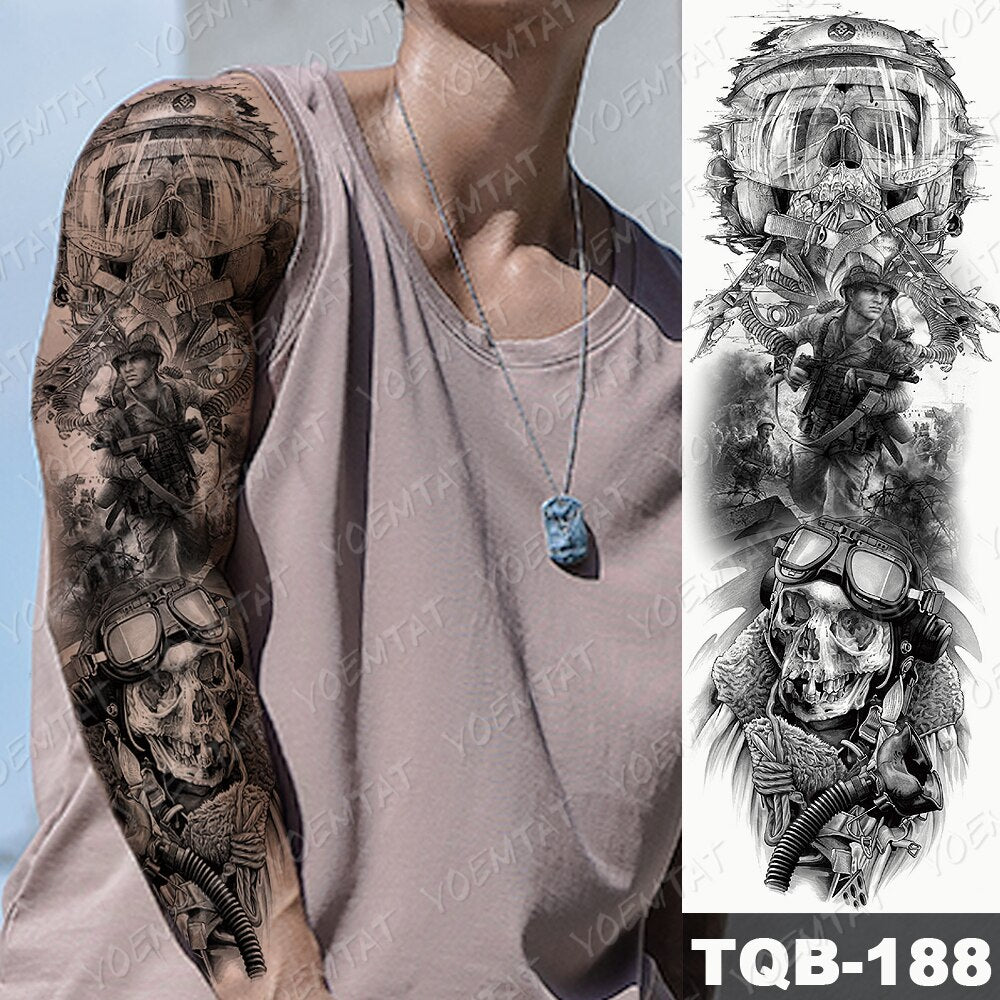 Large Size Waterproof Temporary Tattoo Stickers Prajna Demon Koi Dragon Flash Tatoo Man Body Art Transferable Fake Sleeve Tatto