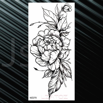 Women's Fashion Flower Temporary Tattoos Sticker Fake Rose Feather TatooS Decal Waterproof Body Art Legs Arm Tatoos For Women