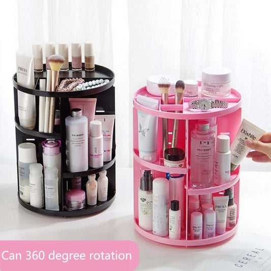 New 360-degree Rotating Makeup Organizer Brush Holder Jewelry Organizer Case Jewelry Makeup Cosmetic Storage Box Shelf