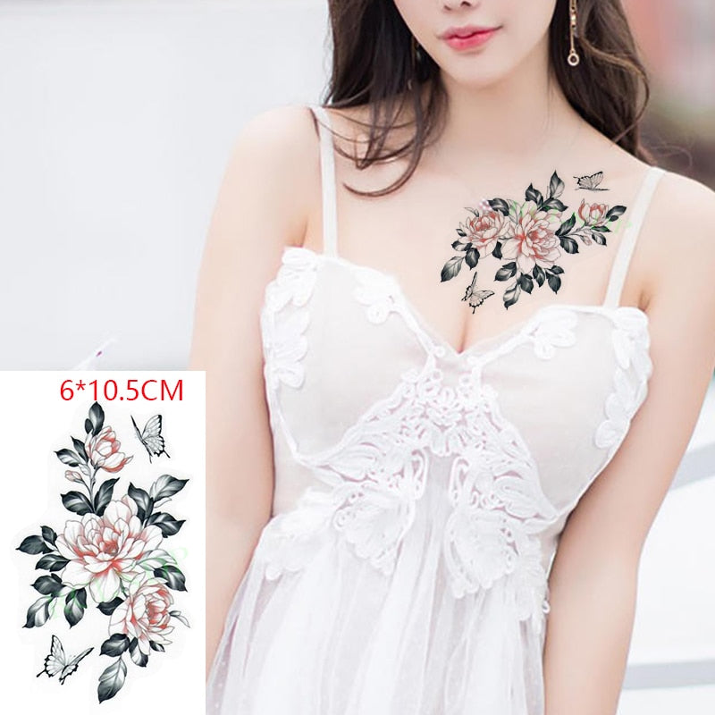 Water Transfer fake tattoo sticker sketch Rose flower snake tattoos Waterproof Temporary Tatto flash tatoo for woman man